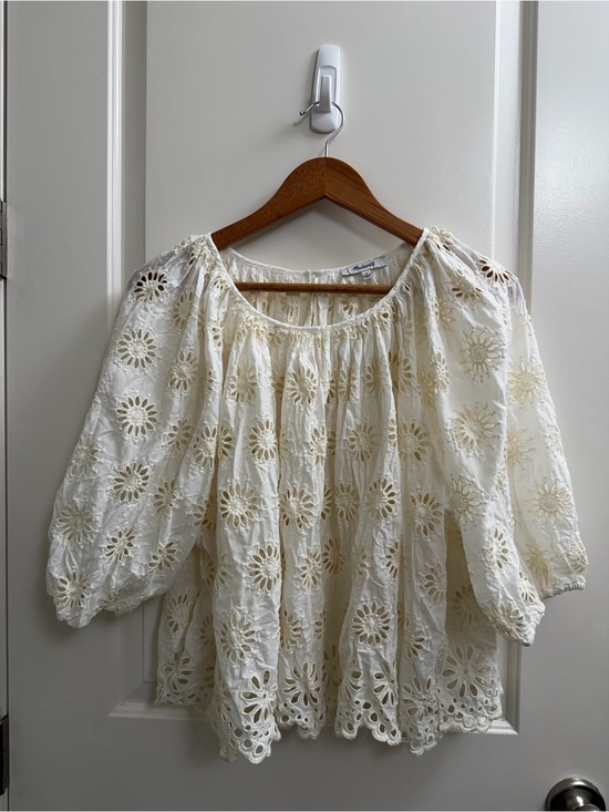Madewell Tops - Madewell Large Women's Cream Eyelet Peasant Blouse